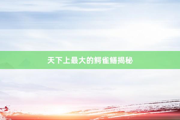 天下上最大的鳄雀鳝揭秘